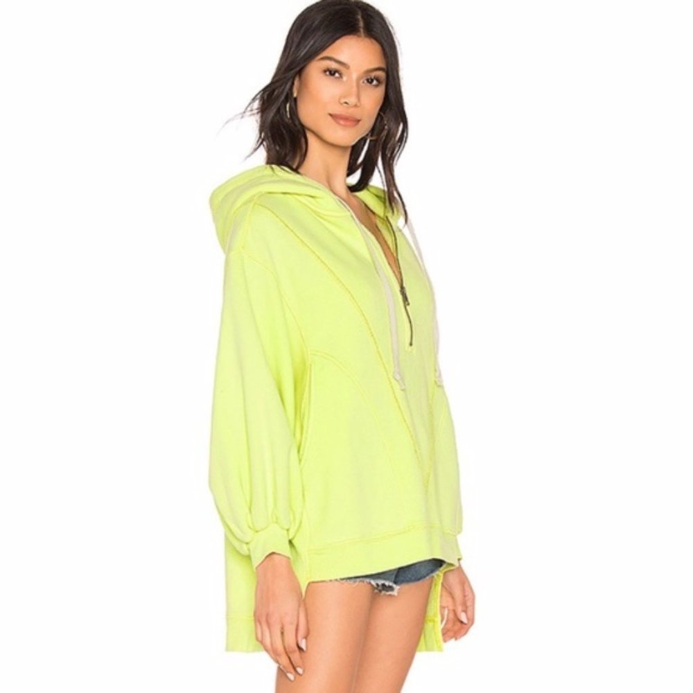 NWT FREE PEOPLE  High Road Pullover Hoodie Lime - Picture 4 of 4